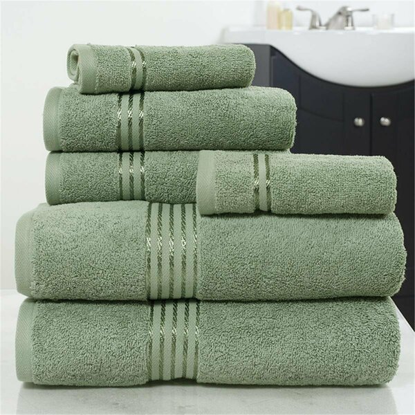 Daphnes Dinnette Cotton 100 Percent Hotel Towel Set Green - 6 Piece DA3299155